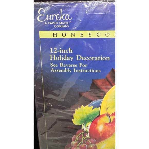 Vintage 12" Cornucopia Honey Comb Tissue Centerpiece Thanksgiving New Old Stock - Picture 4 of 5